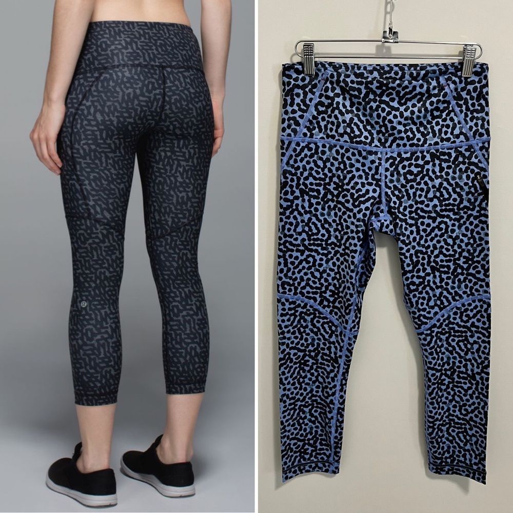 Lululemon All Sport Crop Legging Ace Spot Lullaby Black 6 Blue